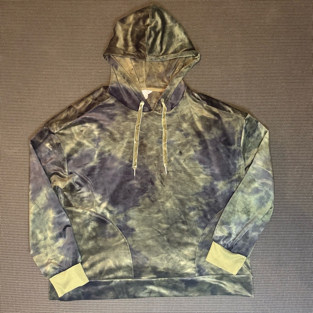 Green Velour Tie Dye Hoodie
